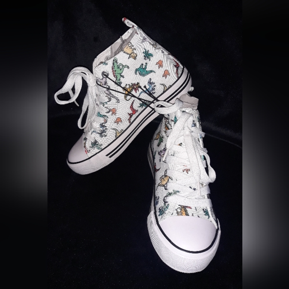 Dinosaur Print Hi-Top Sneakers Fits Womens Size 5 = kids 3.5 = Mens 3